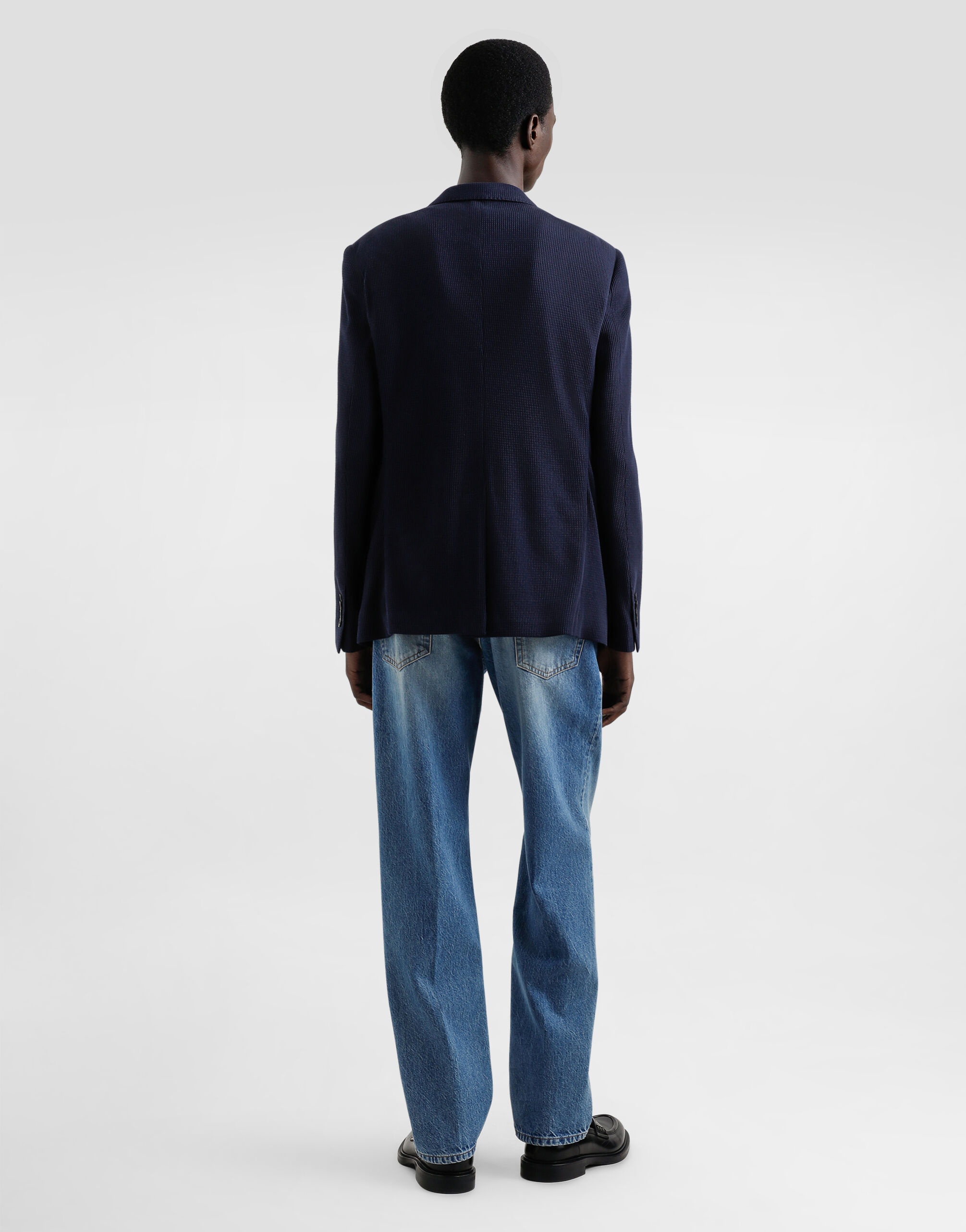 Single-breasted cotton jersey jacket with logo embroidery - 3