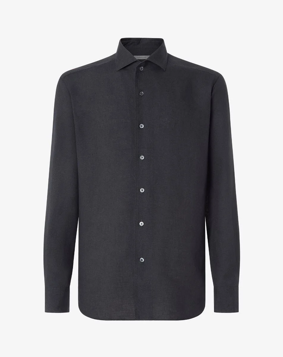 Black pure linen shirt - 1