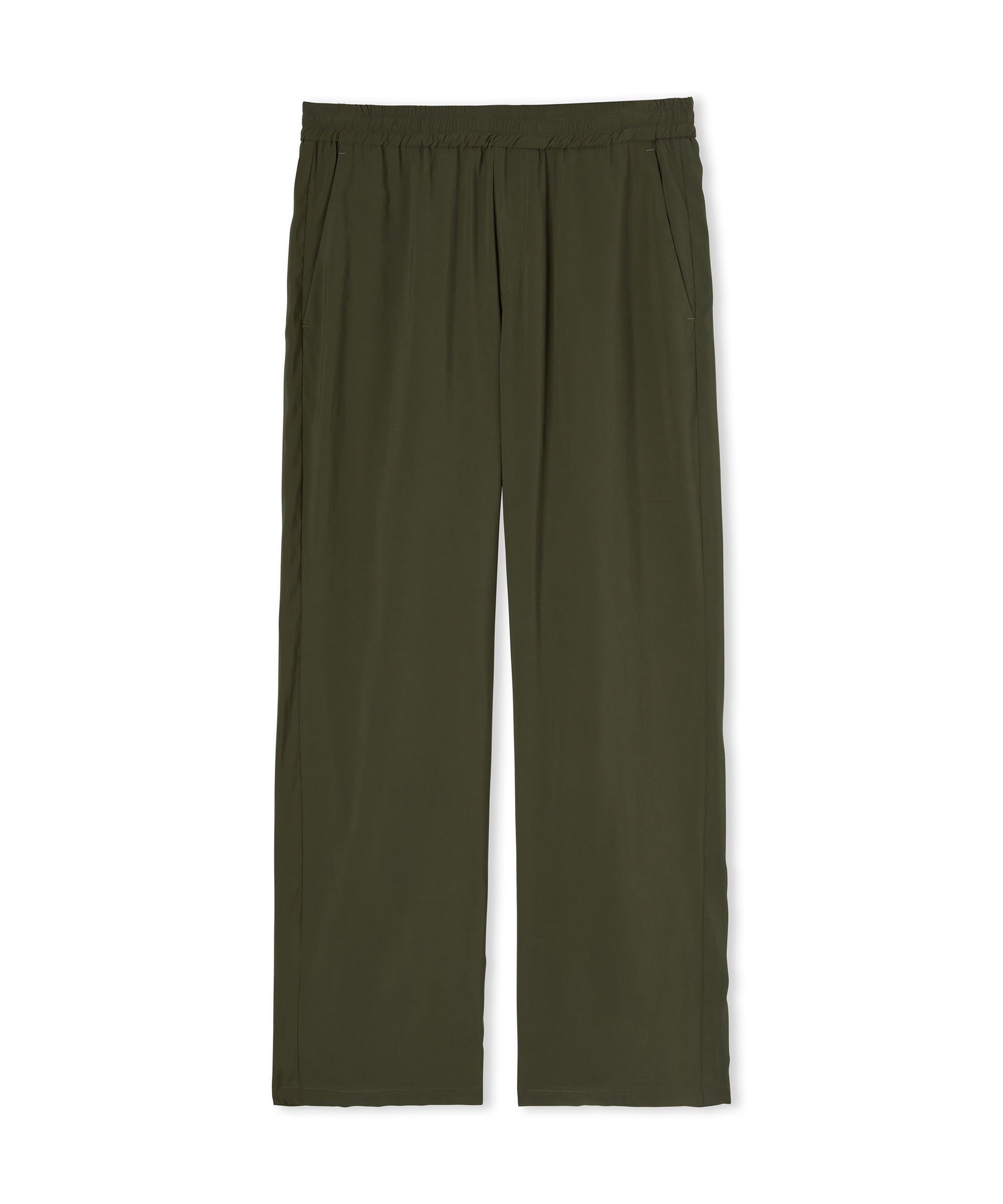Solid color viscose fluid pants with straight legs - 4