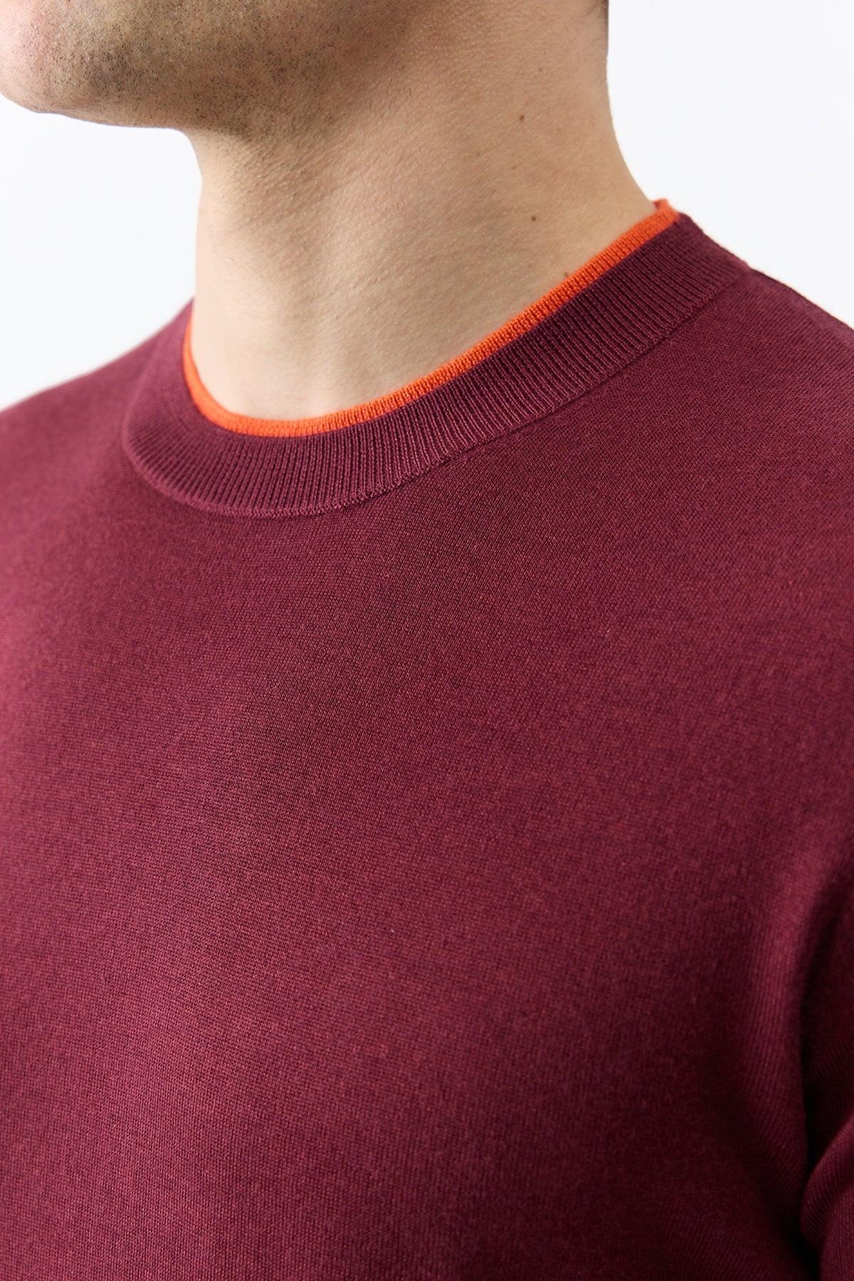 Wells Knit Sweater in Bordeaux & Spice Cashmere Silk - 2
