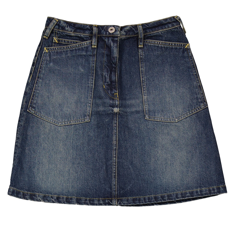 Kenzo Dark Stone Blue Denim Flared Mini Skirt - 5