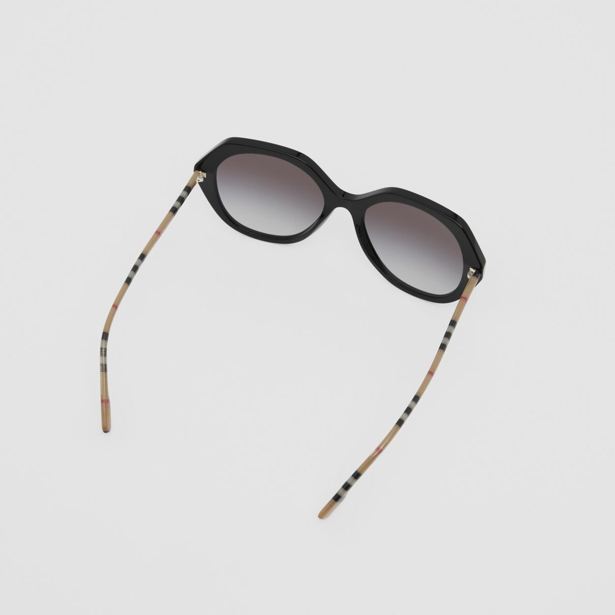 Oversized Check Detail Geometric Frame Sunglasses - 5