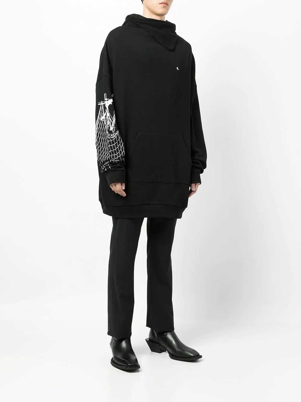printed scarf hoodie - 4