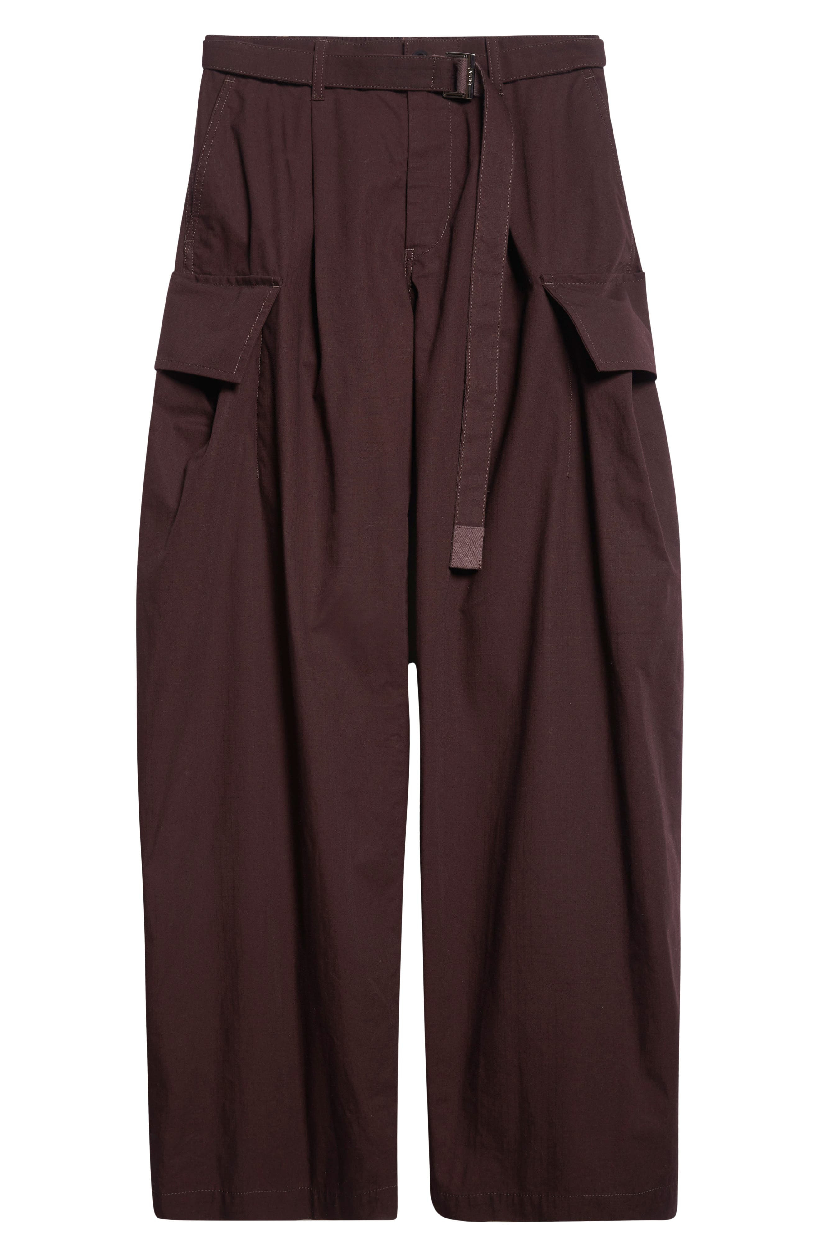 Sacai Belted Cotton & Nylon Ripstop Cargo Pants in Brown at Nordstrom - 6