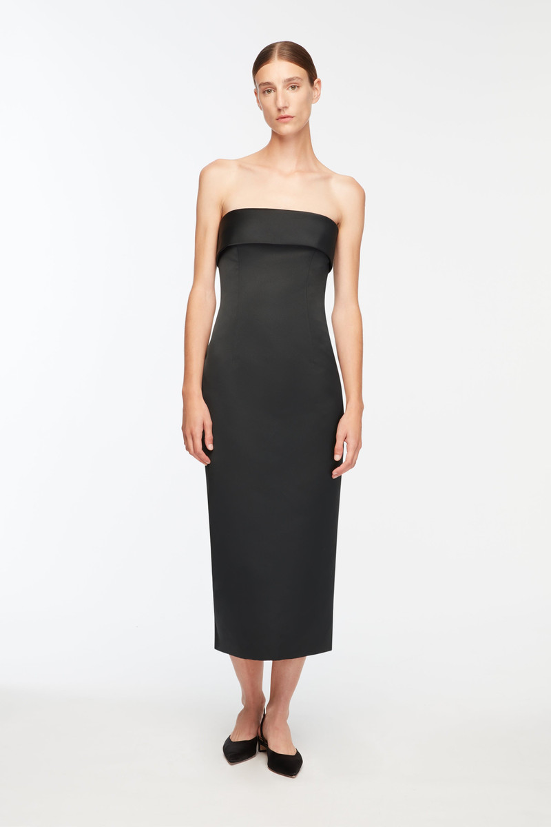 EMILIA WICKSTEAD Keeley Dress in Black Duchess Satin outlook