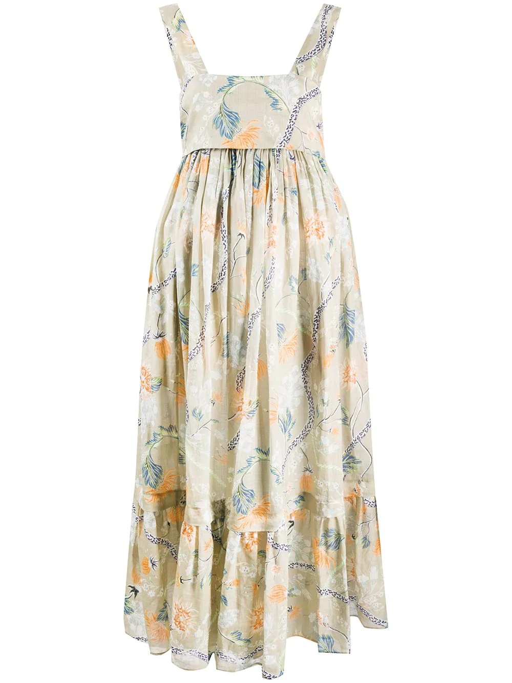 floral-print tiered midi dress - 1