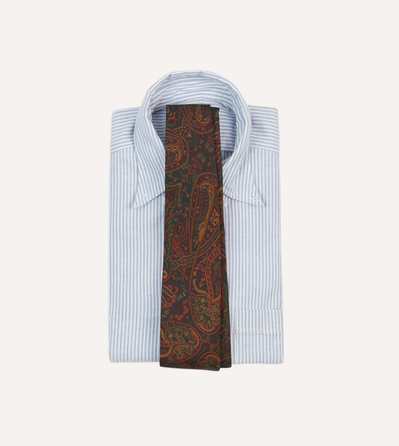 Drake's Navy and Burgundy Floral Paisley Print Silk Self Tipped Tie outlook