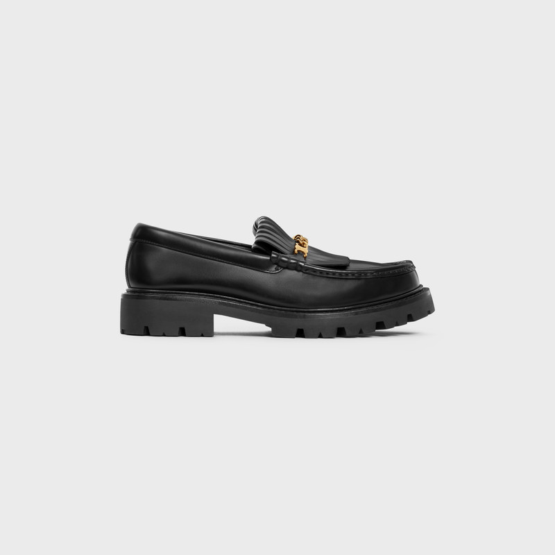 MARGARET CHUNKY LOAFER WITH FRINGES AND TRIOMPHE CHAIN in POLISHED BULLSKIN - 1