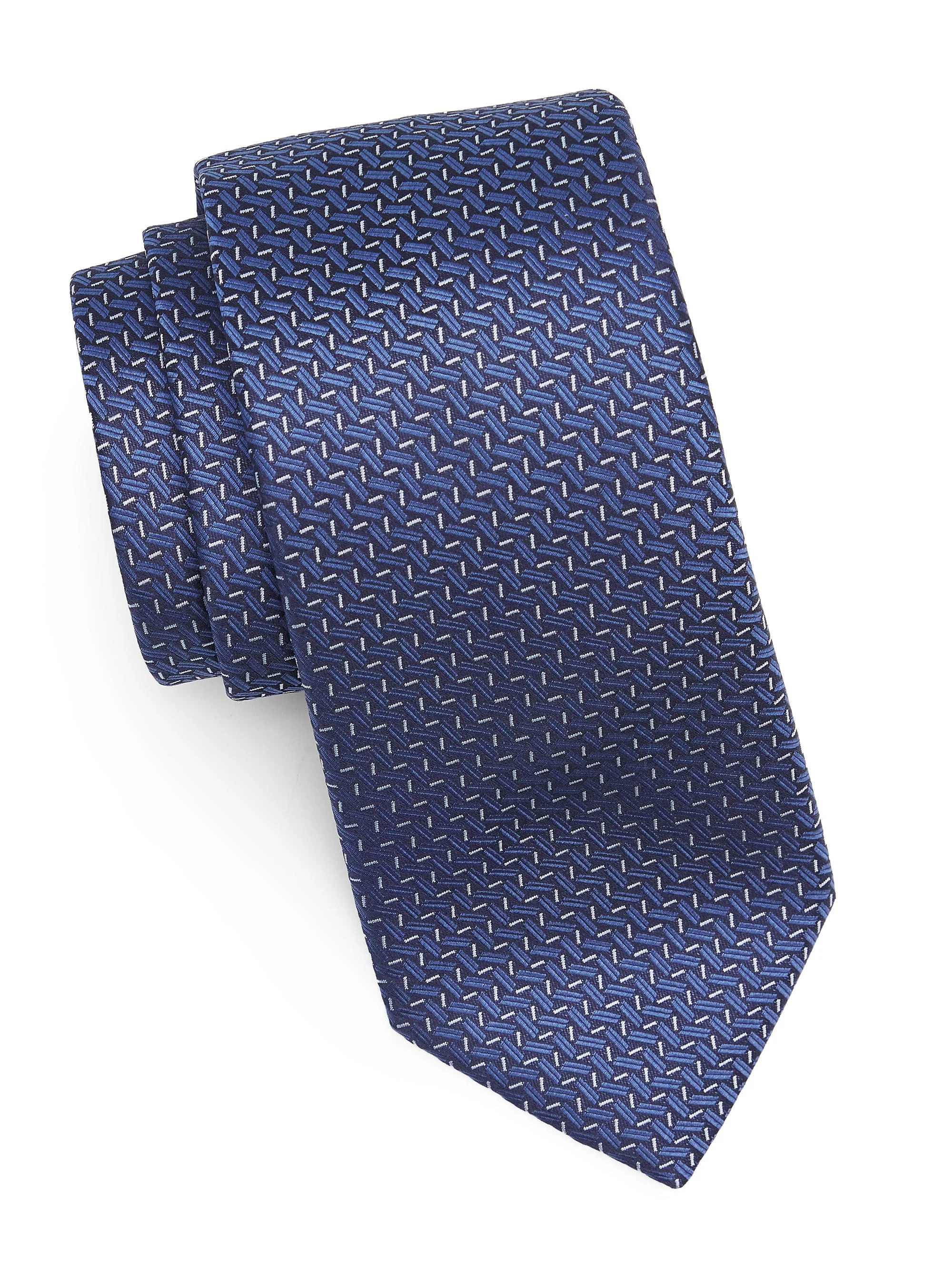 Men's Zigzag Woven Silk Tie - Blue - 1