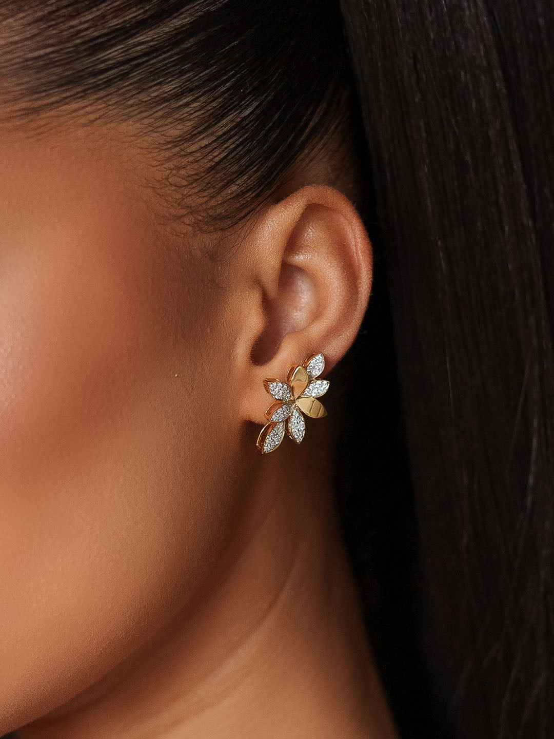 WILD FLOWER YELLOW GOLD EARRINGS - 3