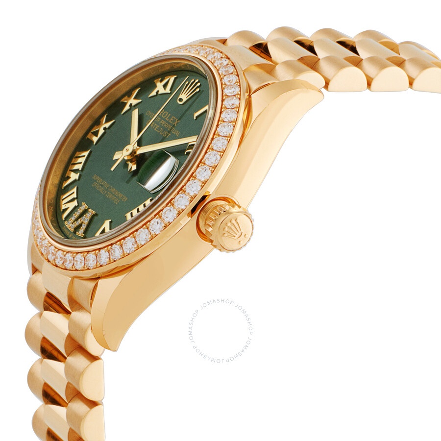Rolex Datejust Automatic 18kt Yellow Gold Diamond Olive Green Dial Ladies Watch 278288GNRDP - 2