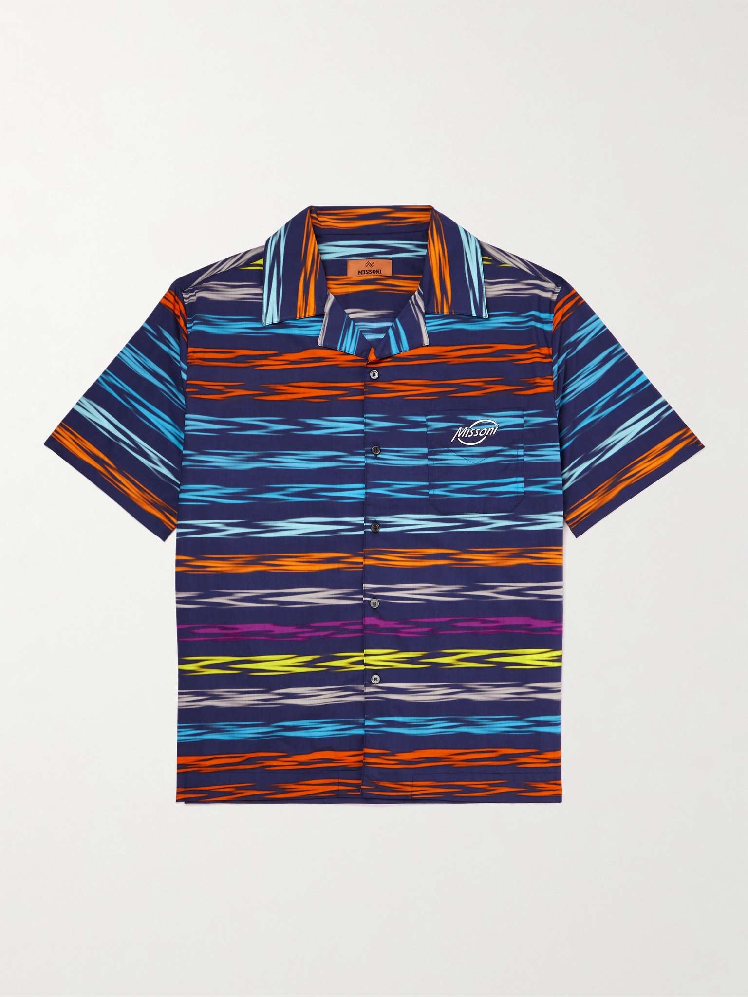 Camp-Collar Logo-Print Striped Cotton-Poplin Shirt - 1