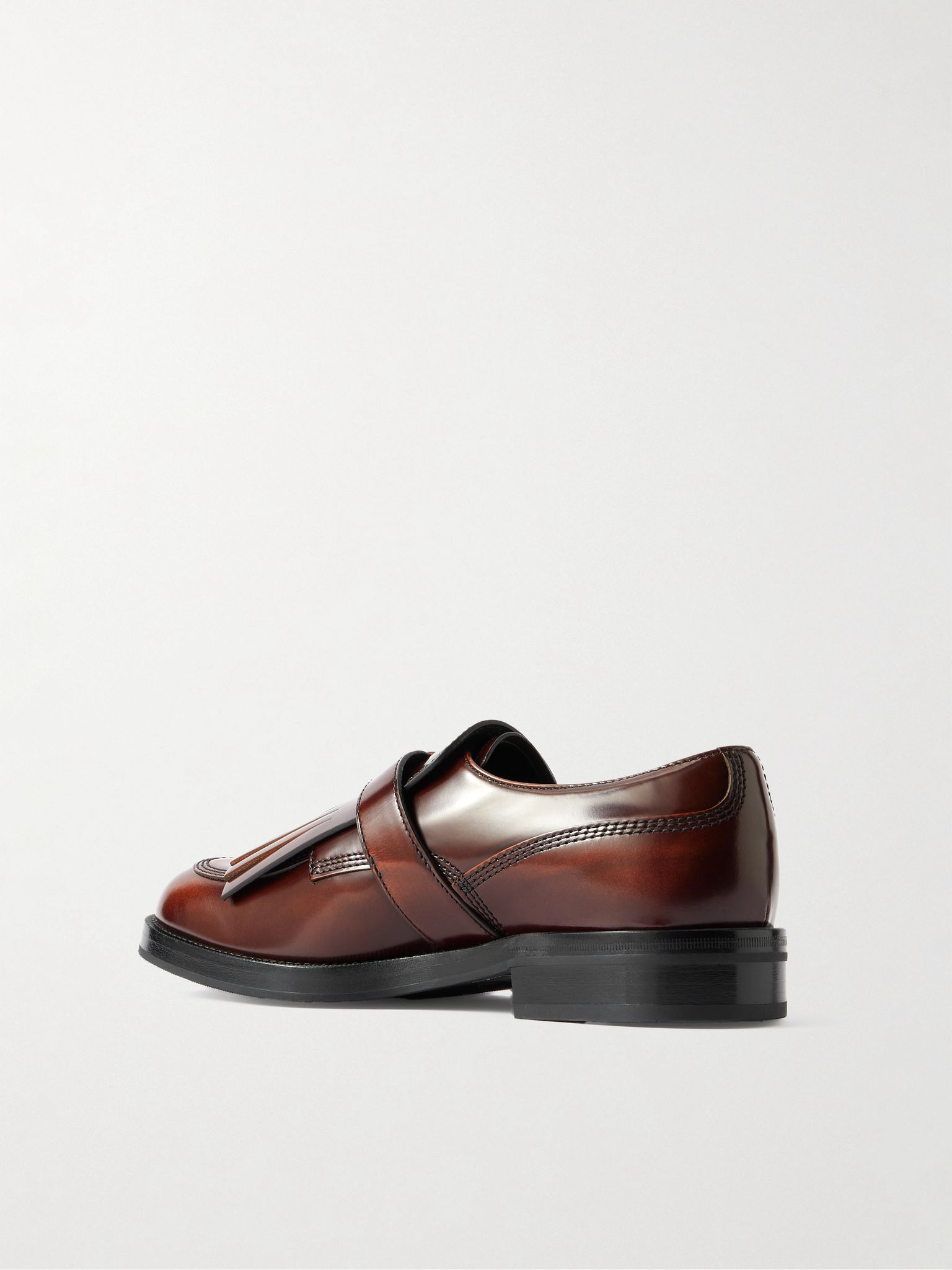 Piper fringed glossed-leather brogues Brown - 3