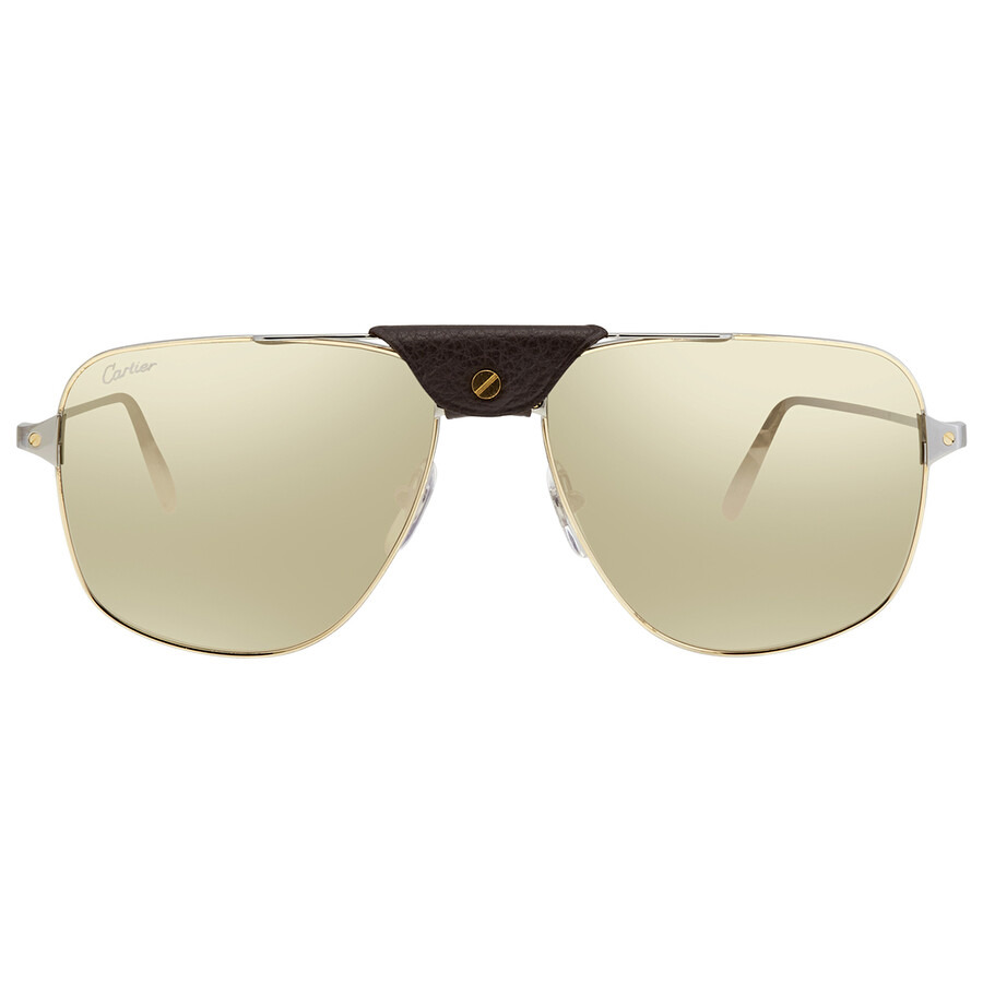 Cartier Santos de Cartier Gold Mirror Navigator Men's Sunglasses CT0037S 59 003 - 2