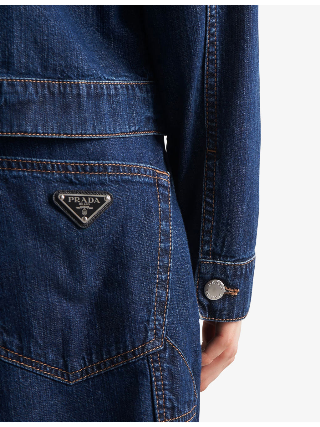 Brand-plaque multi-pocket regular-fit washed-denim Bermuda shorts - 5