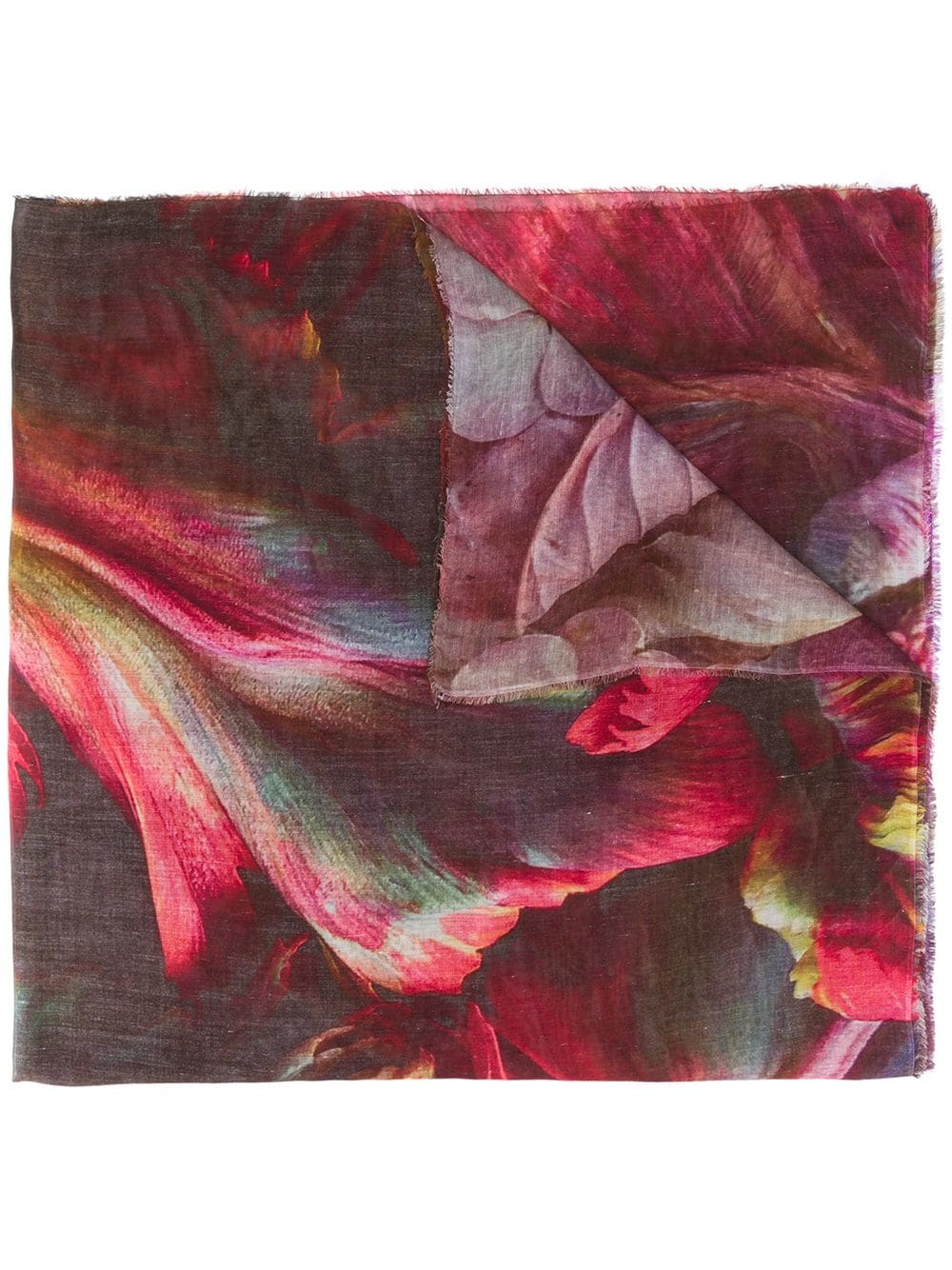 abstract-print frayed scarf  - 1