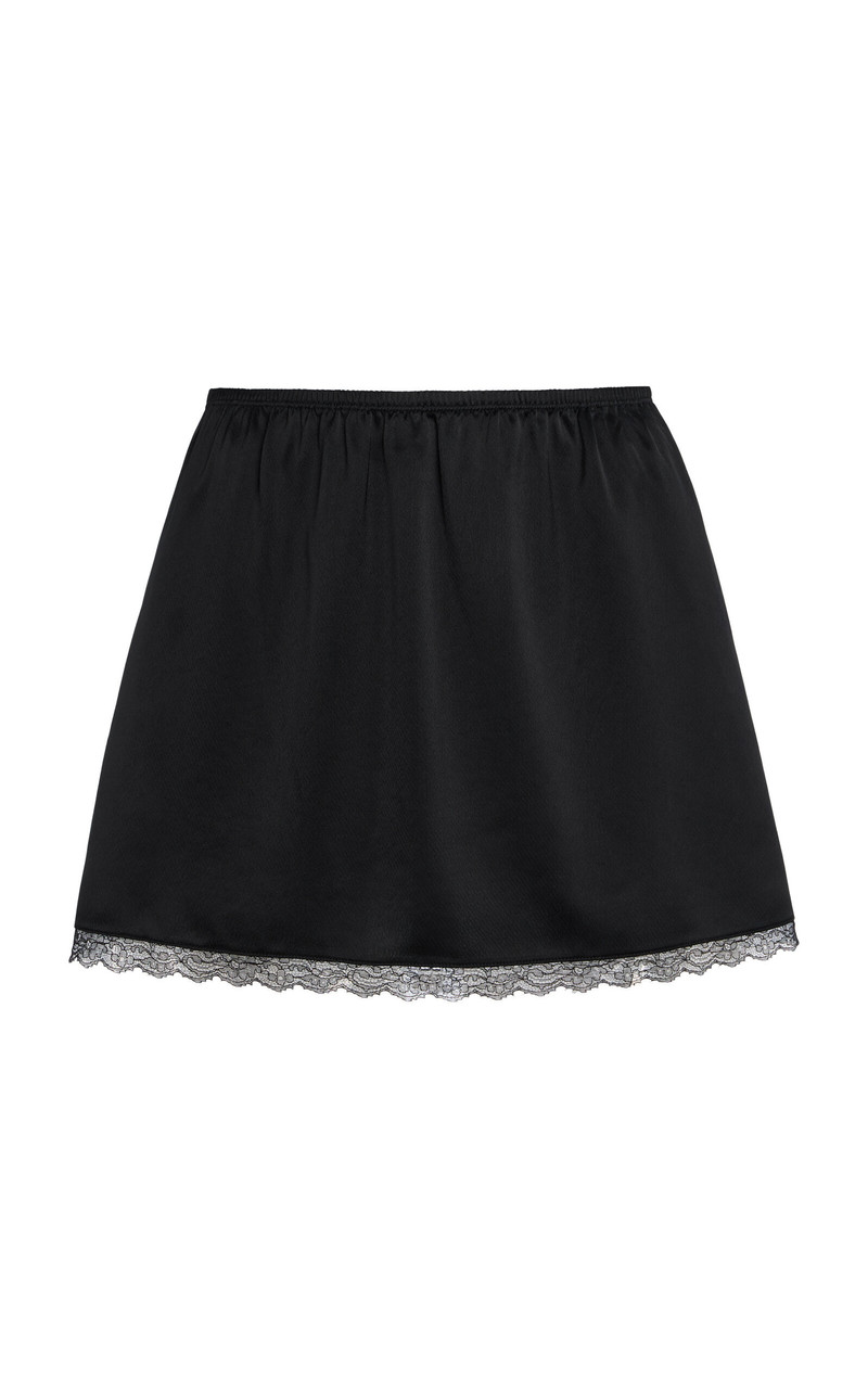 Barb Lace-Trimmed Satin Mini Skirt black 1