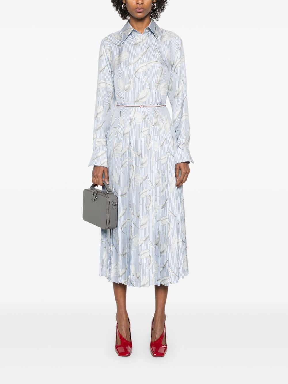 feather-print silk midi skirt - 2