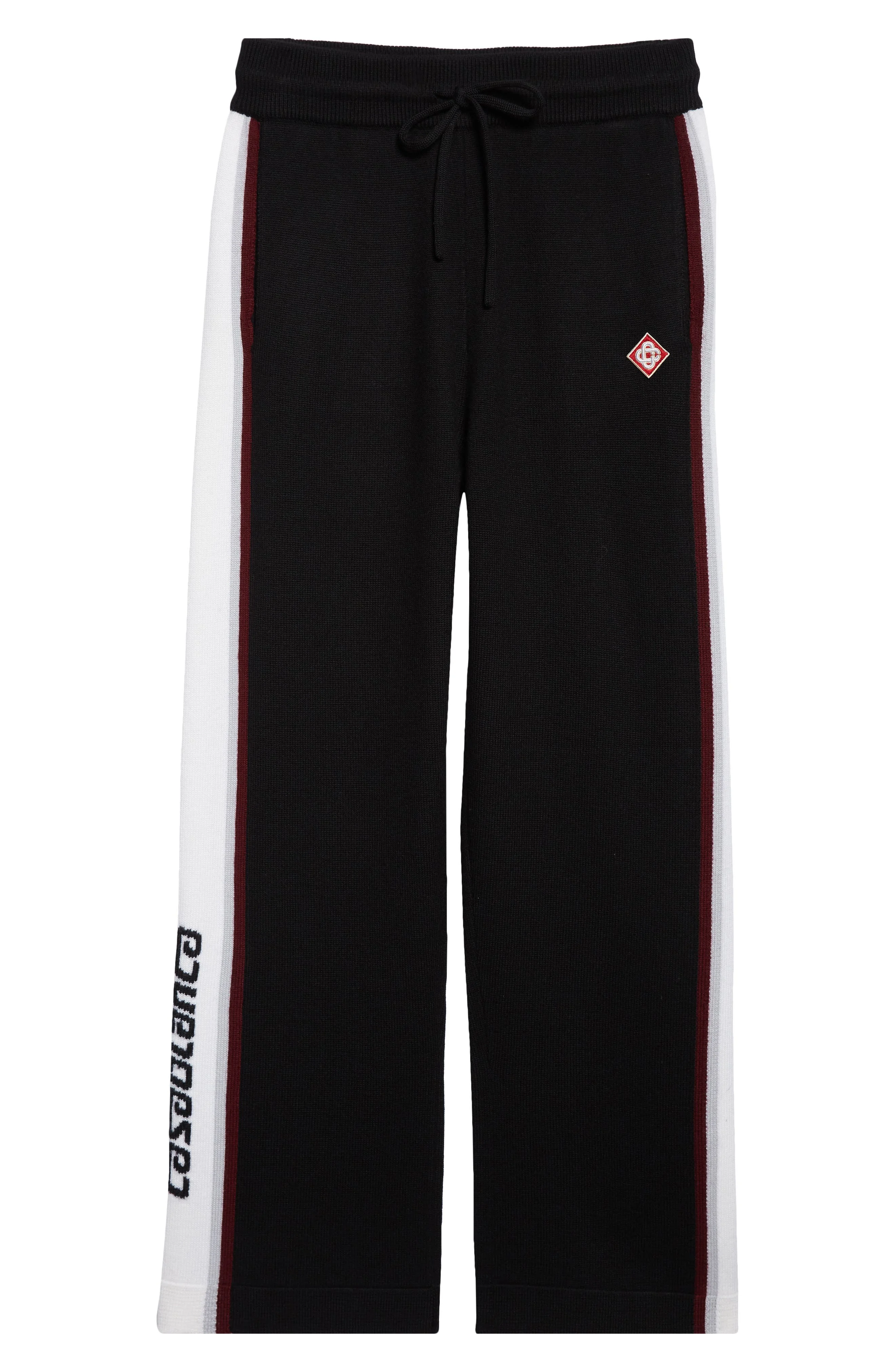 Casablanca Stripe Merino Wool Knit Trousers in Black at Nordstrom - 1