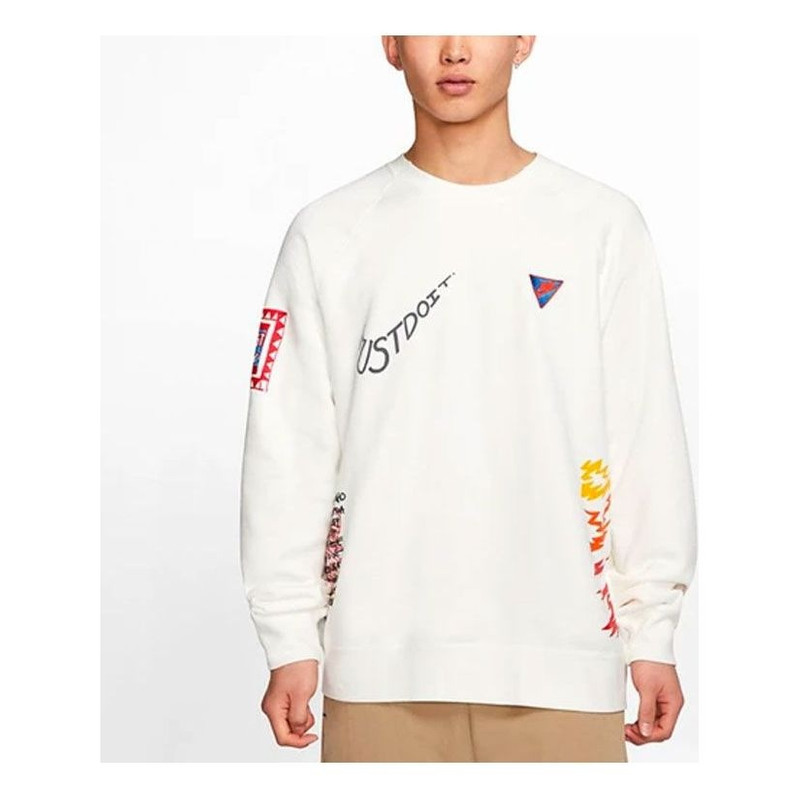 Nike Sportswear Graffiti Printing Round Neck Pullover White CJ5055-133 - 1