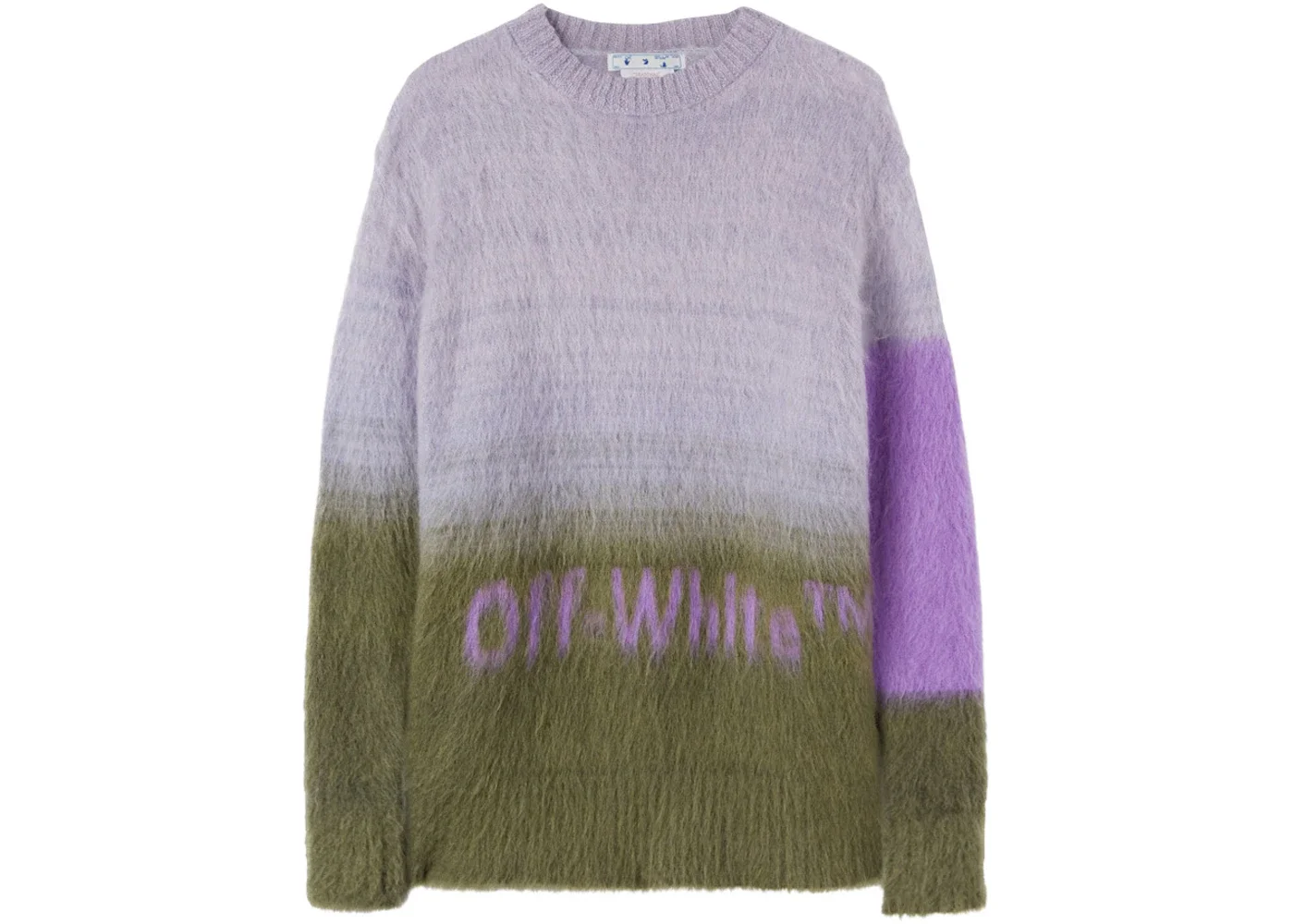 OFF-WHITE Mohair Helvetica Logo Crewneck Violet/Green - 1