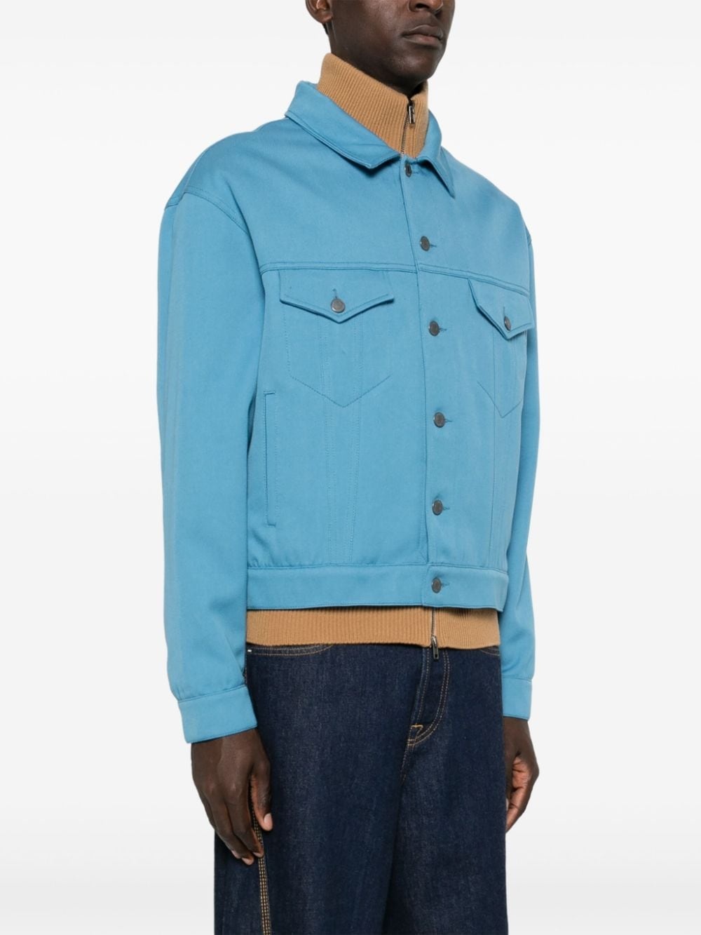 high-neck layered jacket - 3