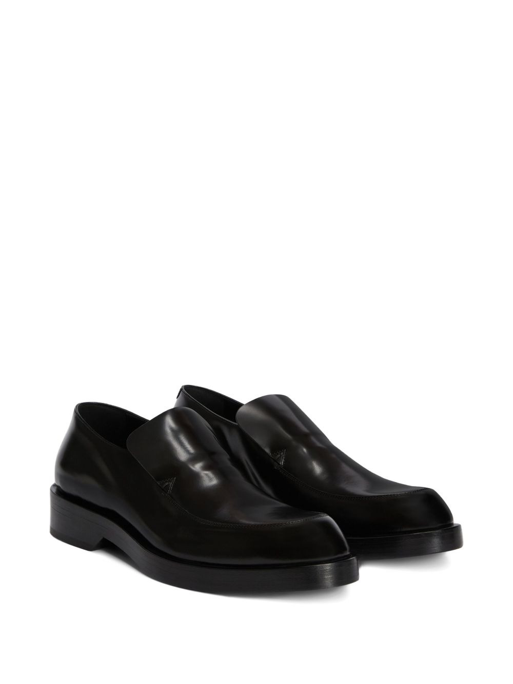 round-toe leather loafers - 2