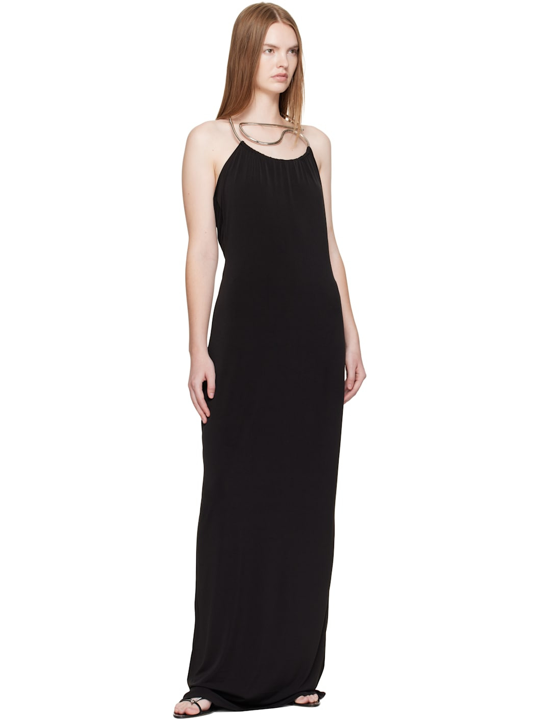 Black Logo Necklace Maxi Dress - 4
