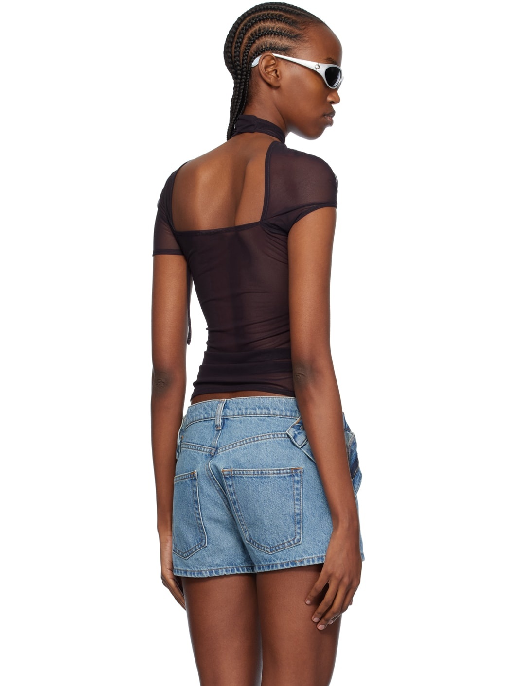 Burgundy Asymmetric Draped T-Shirt - 3