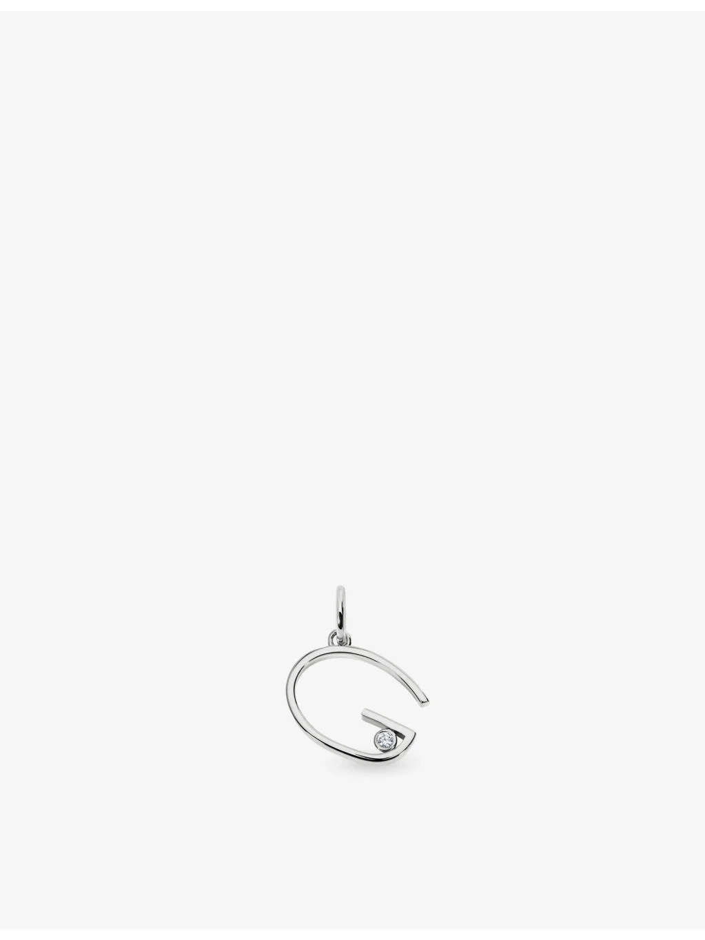 Initial G Solitaire Lab-Grown Diamond and Sterling Silver Pendant Charm - 1