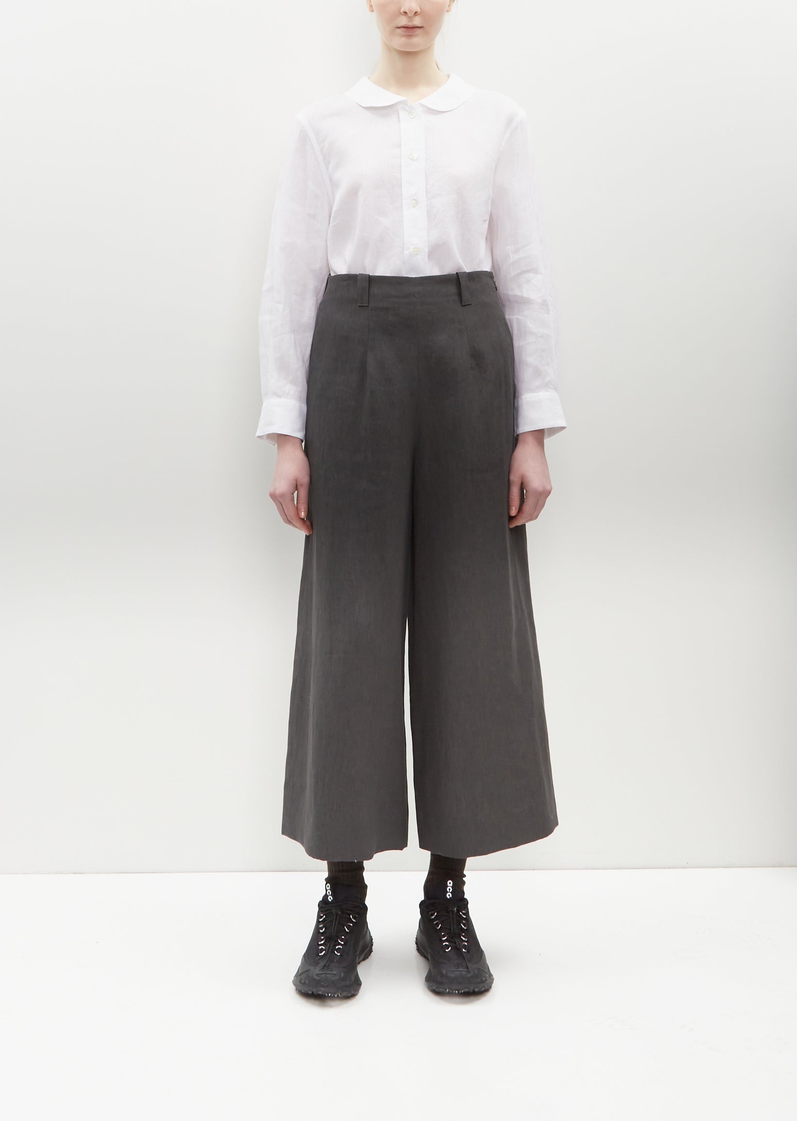 Flat Front Linen Culotte - 1