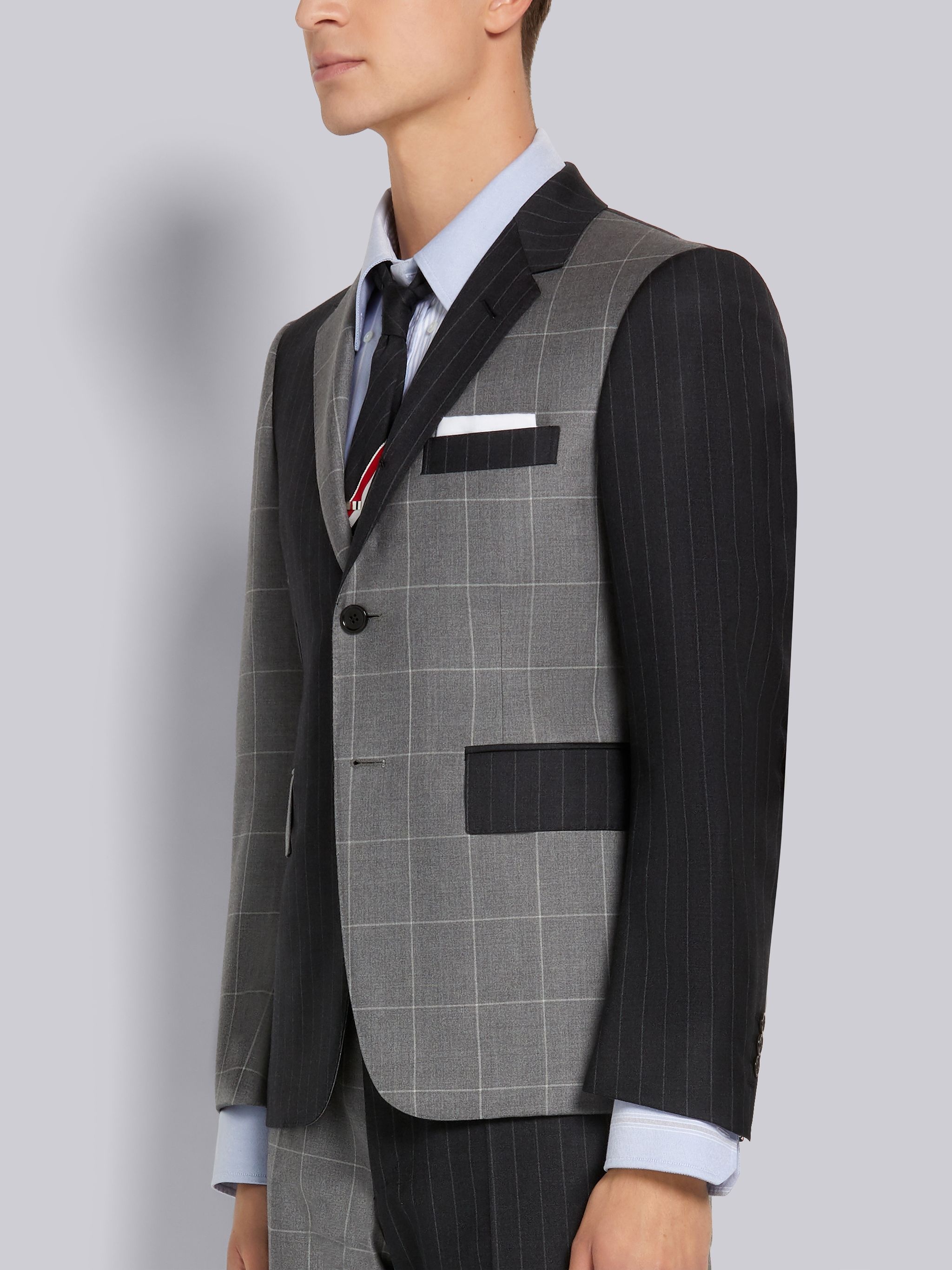 Dark Grey Funmix Pinstripe Wool Suiting Classic Sport Coat - 2