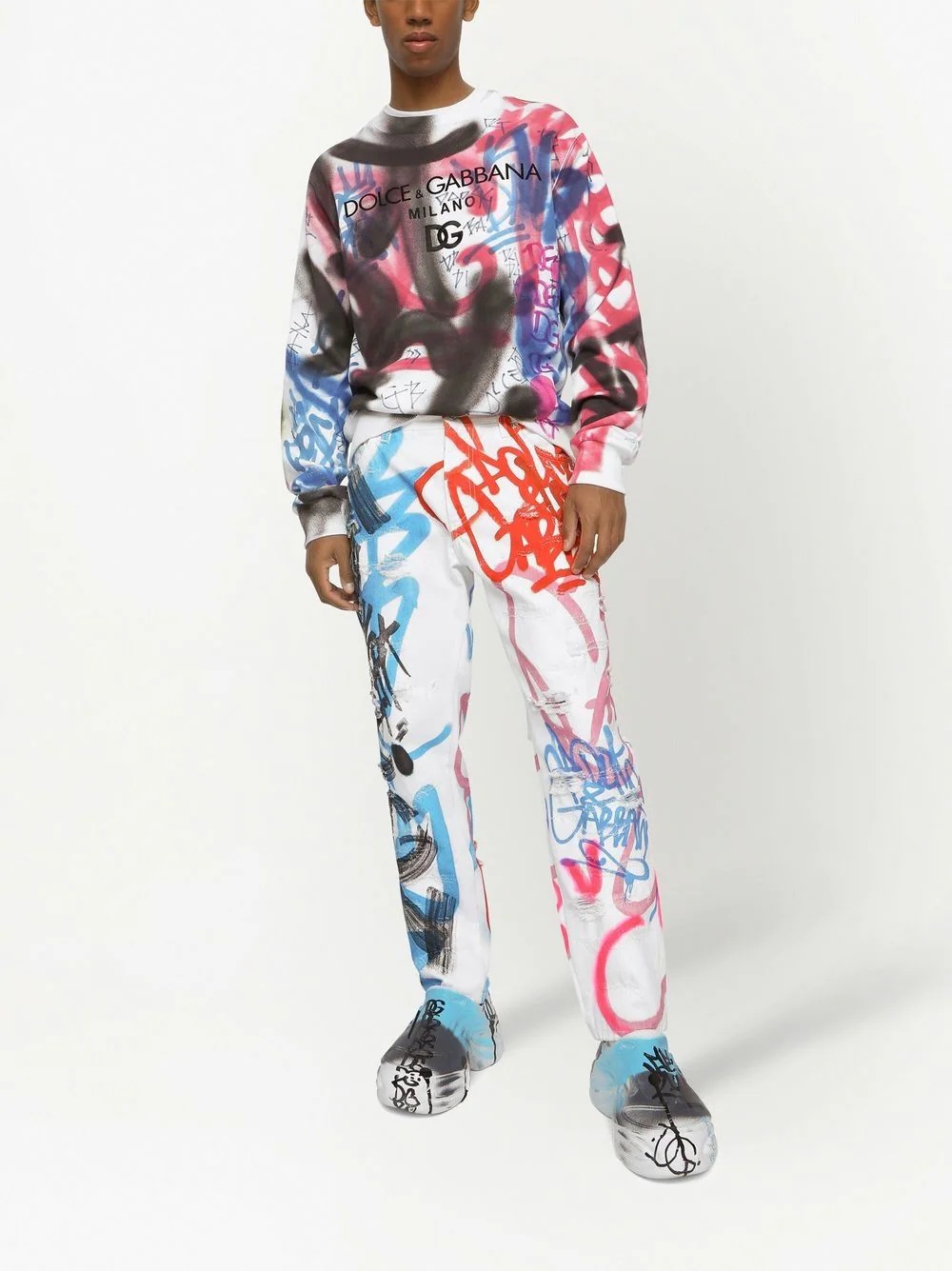 graffiti-print straight leg jeans - 2