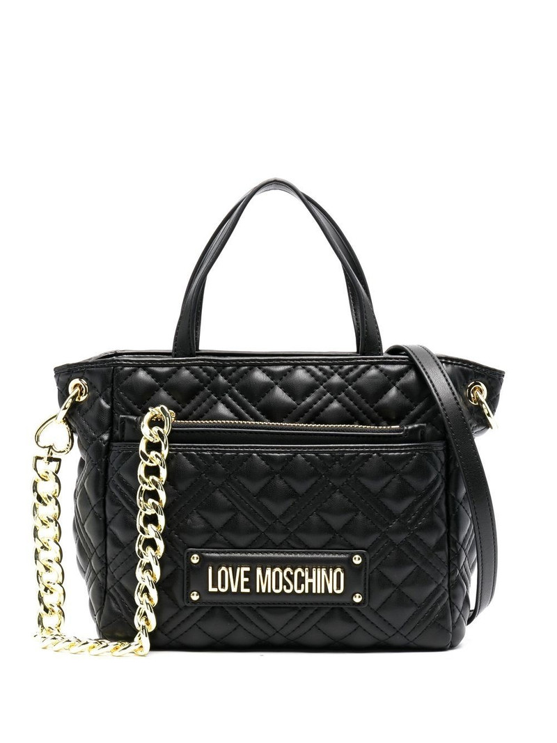 logo-lettering quilted tote bag 1