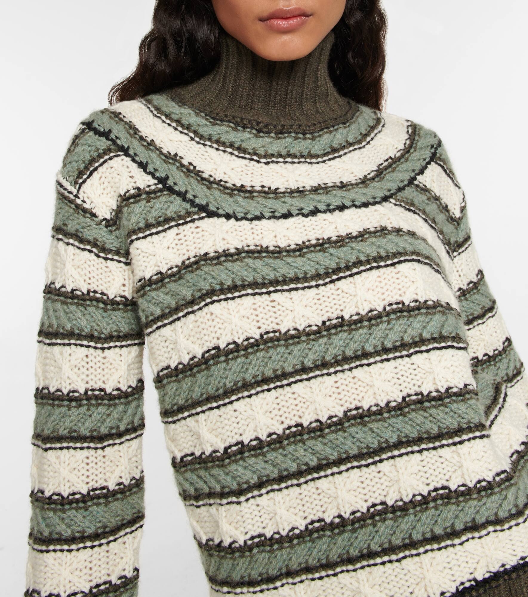 Striped cashmere turtleneck sweater - 4