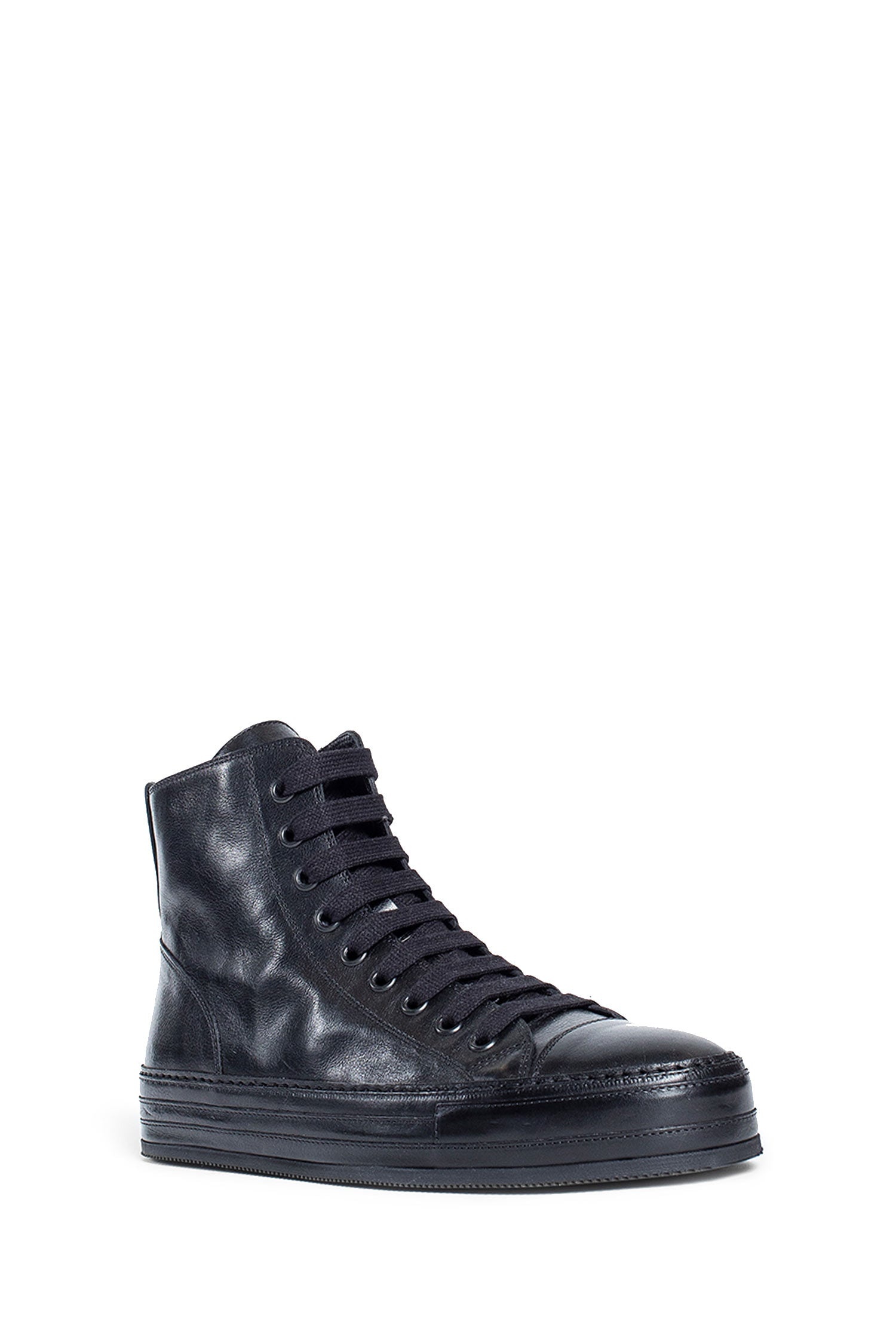 Raven-High-Top-Sneakers-In-Grained-Shiny-Calfskin - 2