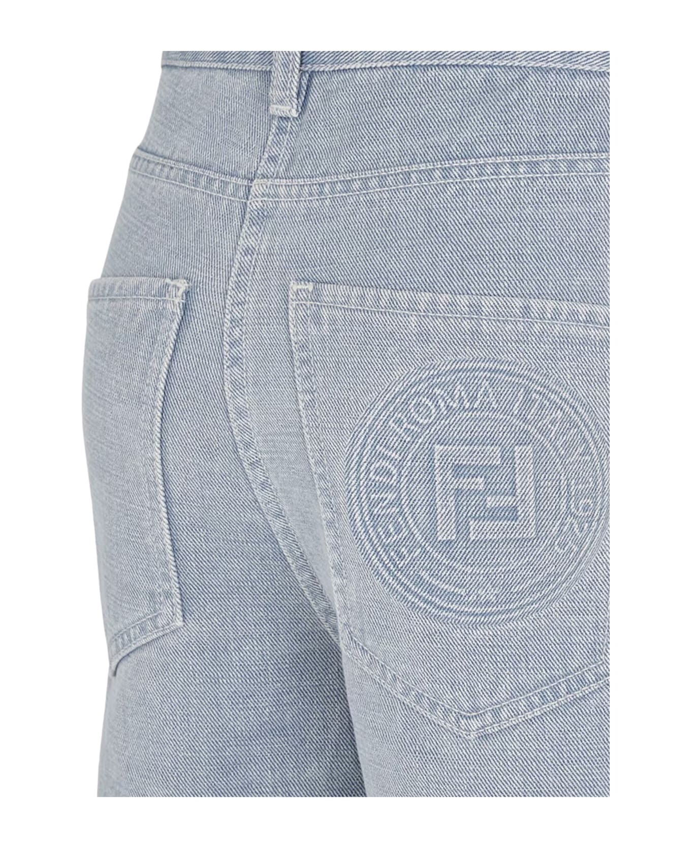 Light Denim Jeans With Embroidery - 3