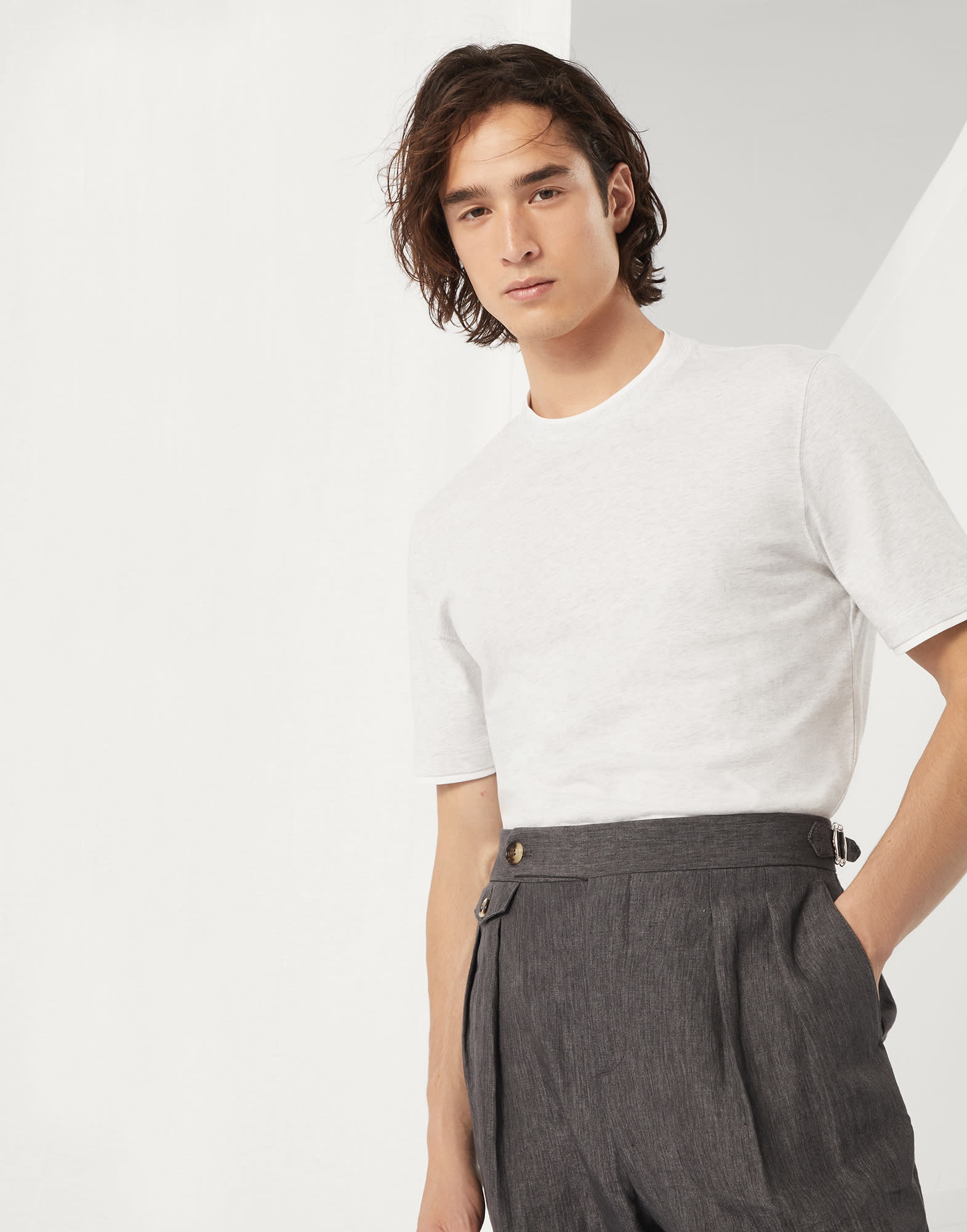 Cotton jersey crew neck T-shirt with faux-layering - 4