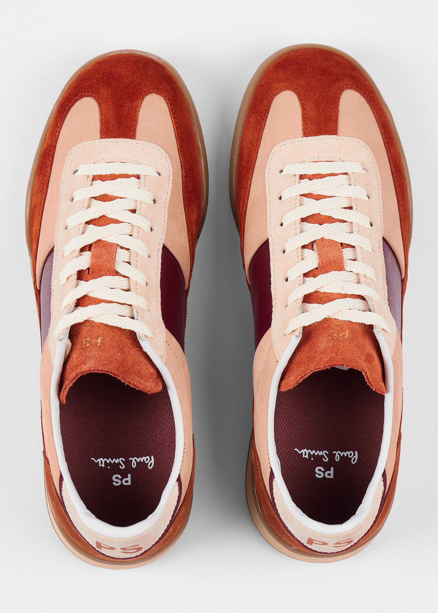 Women's Nubuck Rust Orange 'Dover' Colourblock Retro Gum Trainers - 6