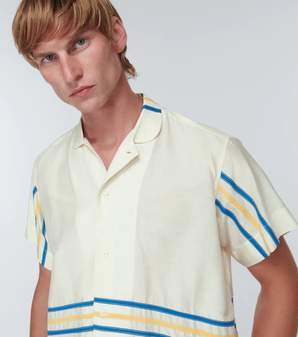 Stripe-trimmed cotton shirt - 5