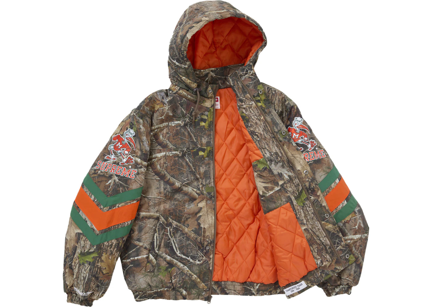 Supreme Mitchell & Ness NCAA Hooded Stadium Jacket Woodland Camo - 2