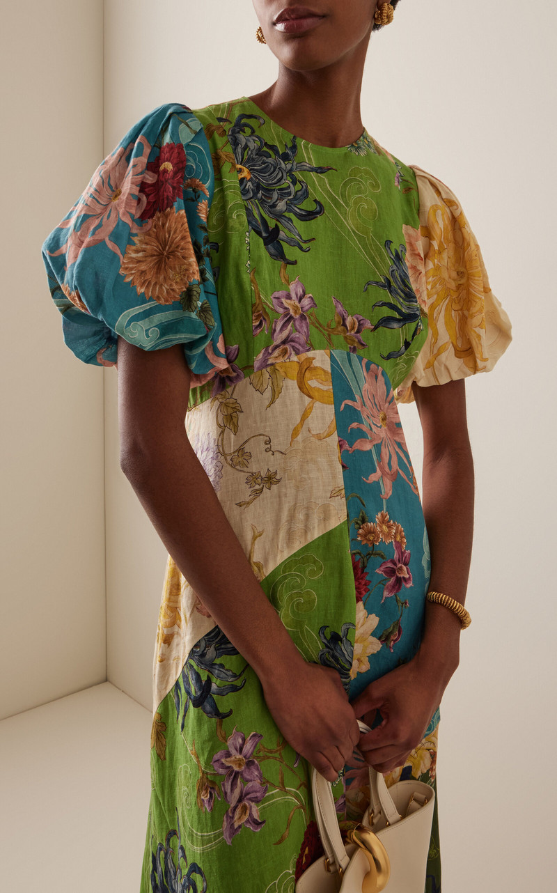 ALÉMAIS Avery Spliced Linen Midi Dress multi outlook