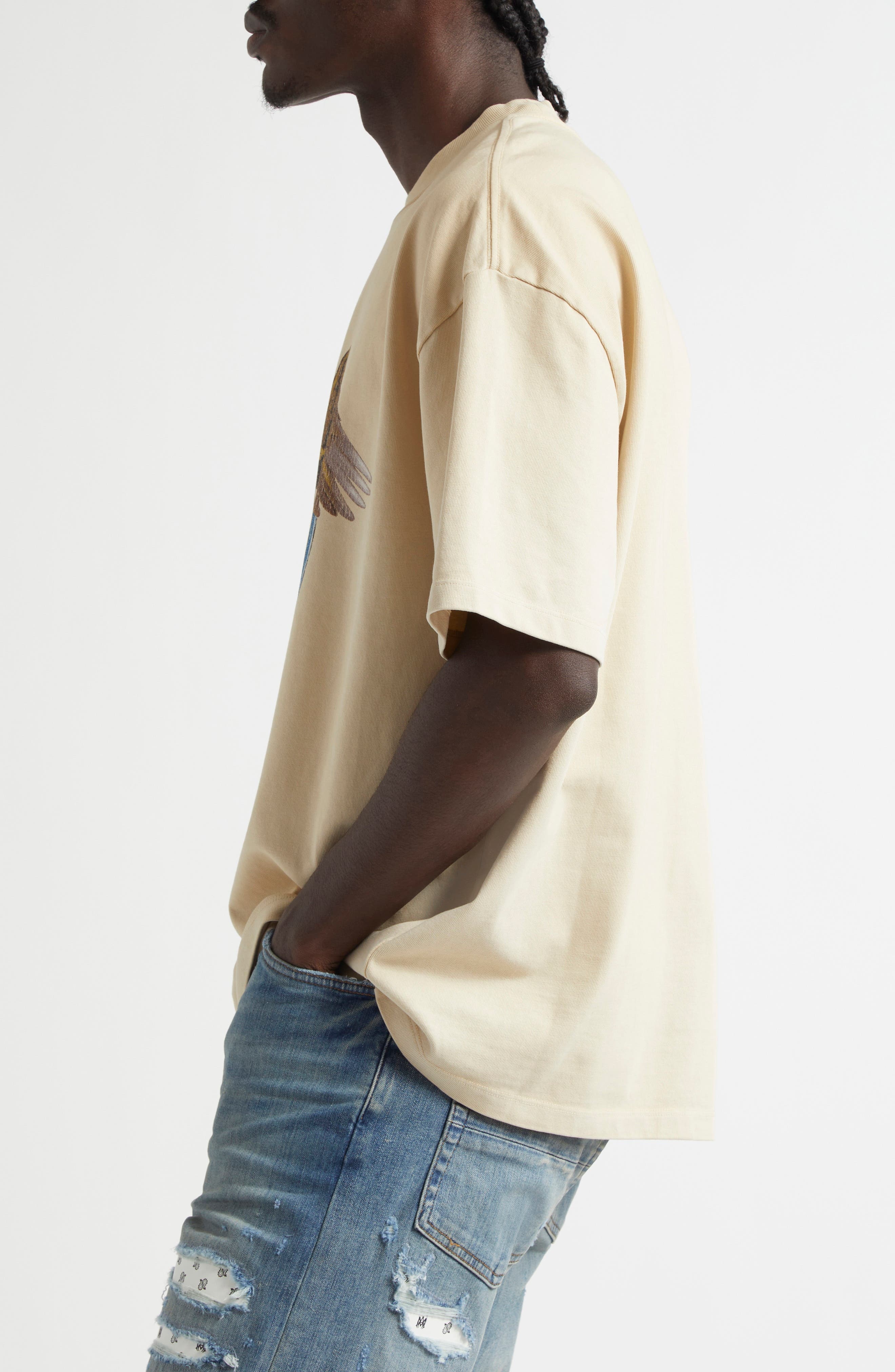 AMIRI Pegasus Oversize Cotton Graphic T-Shirt in Alabaster at Nordstrom - 4