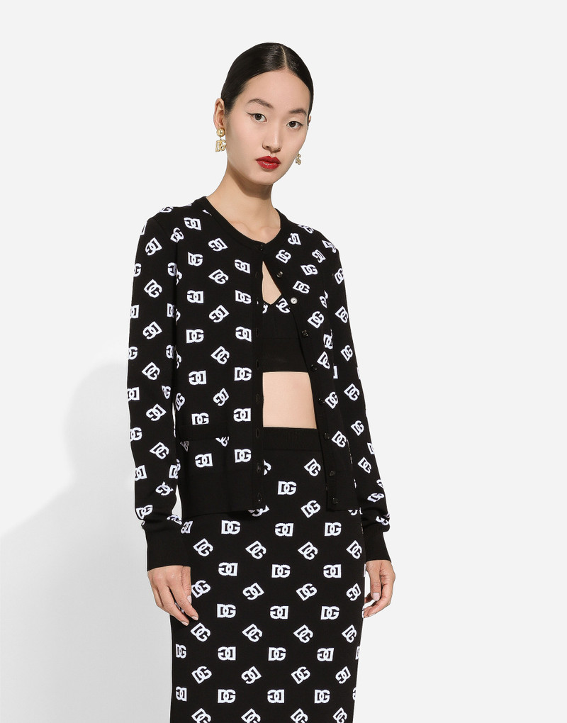Viscose cardigan with jacquard DG logo 4