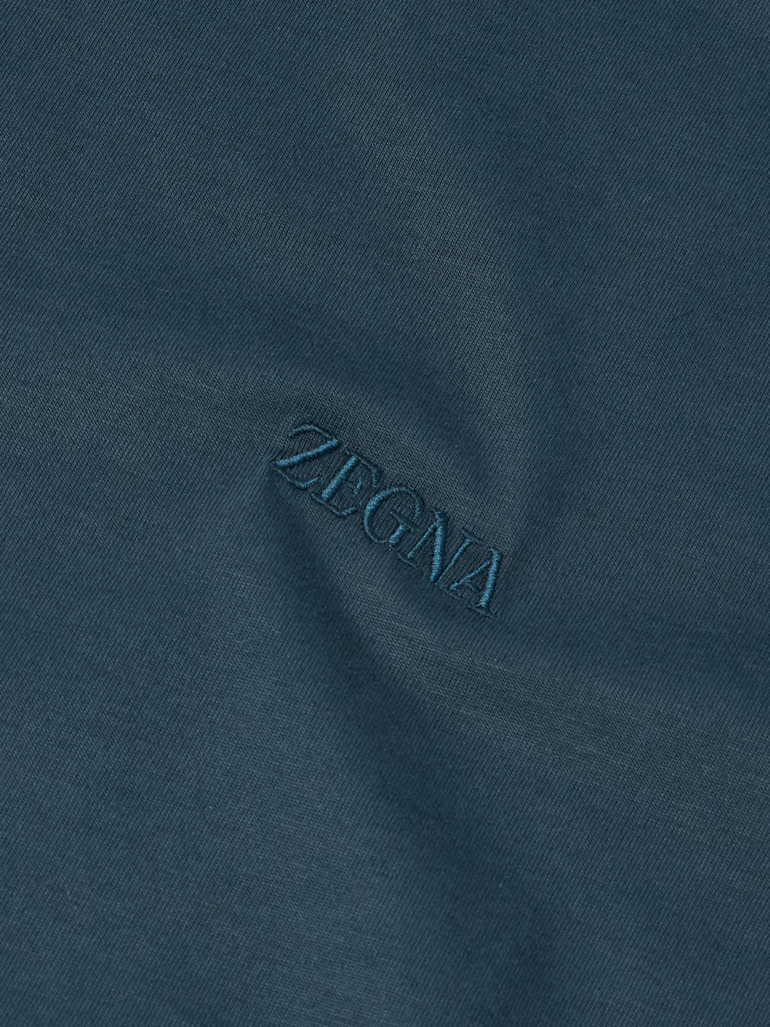 Slim-Fit Logo-Embroidered Cotton-Jersey T-Shirt Blue - 4