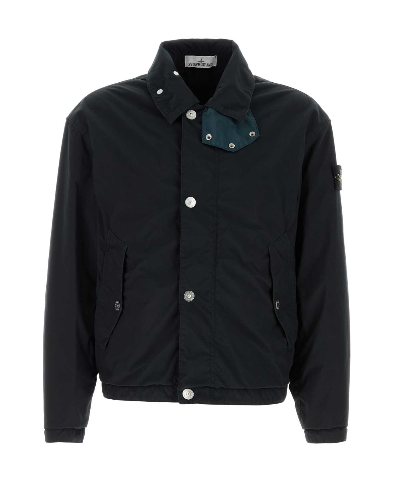 Midnight Blue Stretch Polyester Jacket - 1
