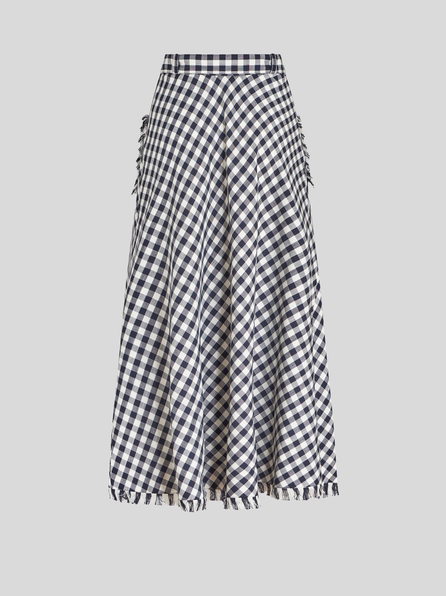 GINGHAM FABRIC WRAP SKIRT - 6