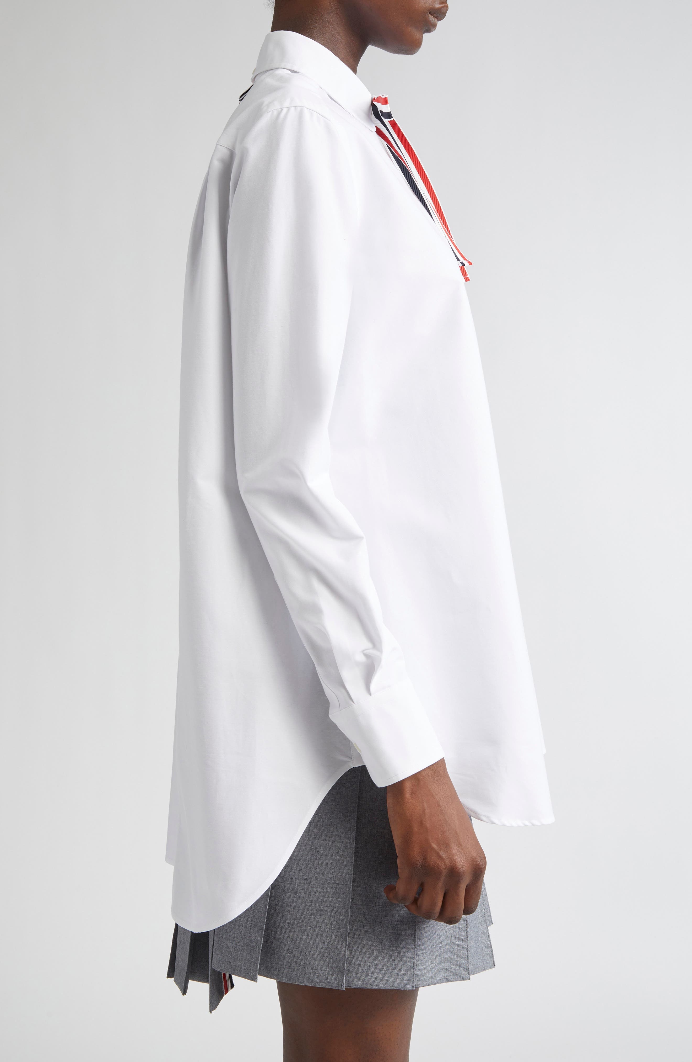 Thom Browne Bow Tie Cotton Oxford Shirt in White at Nordstrom - 4