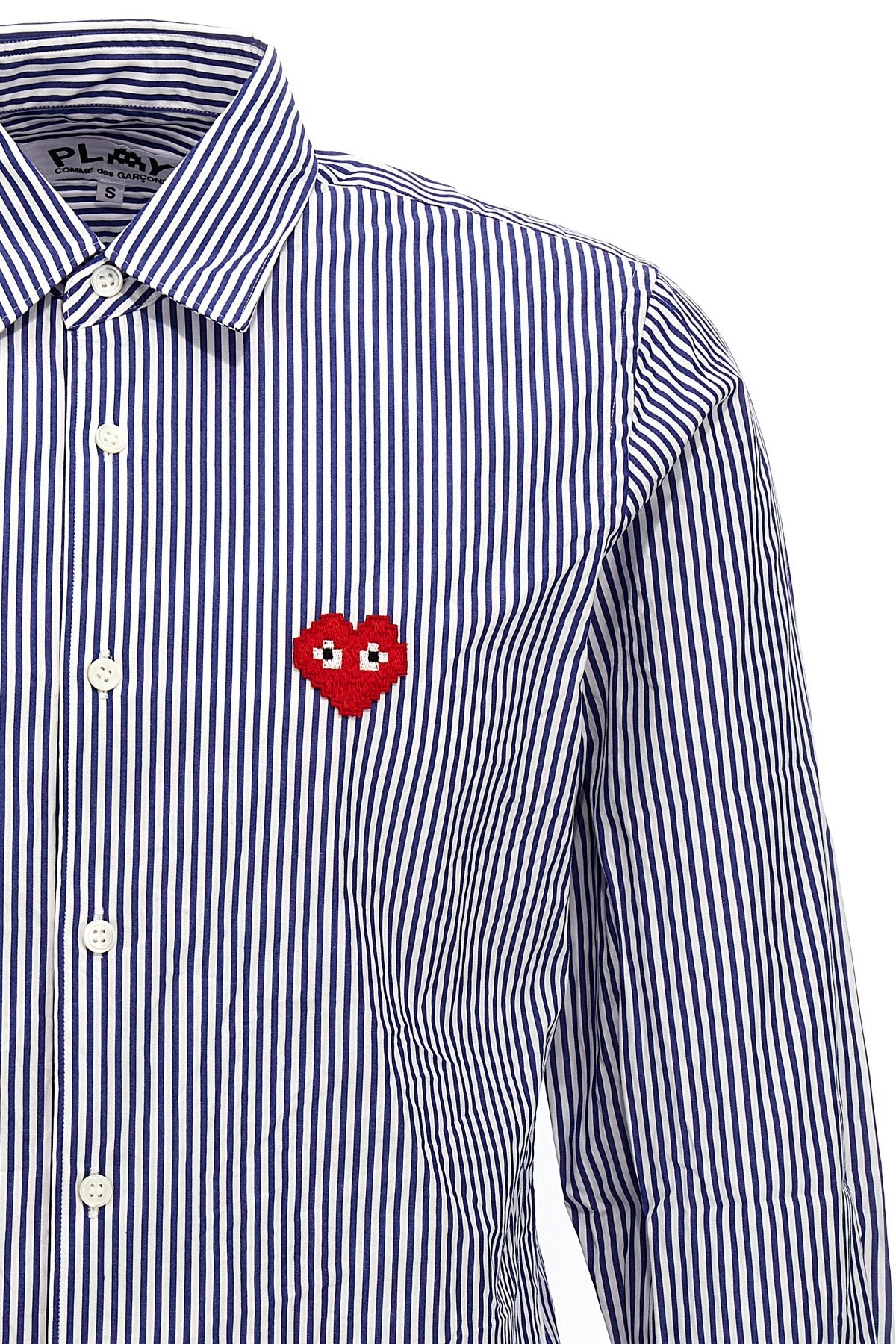 Logo patch striped shirt - 4