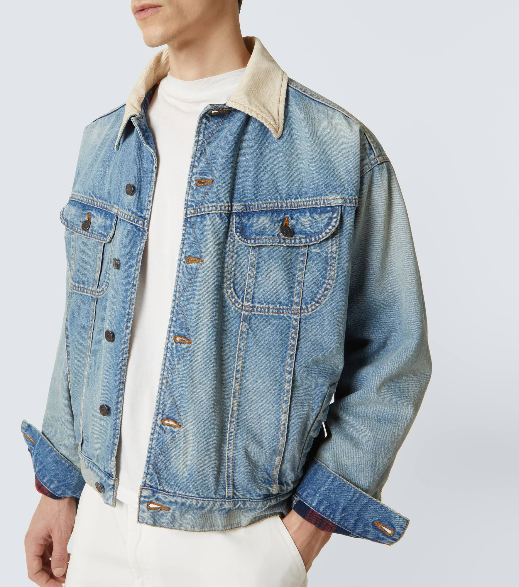 Joret corduroy-trimmed denim jacket - 6
